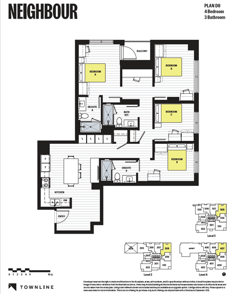 Floor plan for 4 beds, 3 baths, 299 sqft
